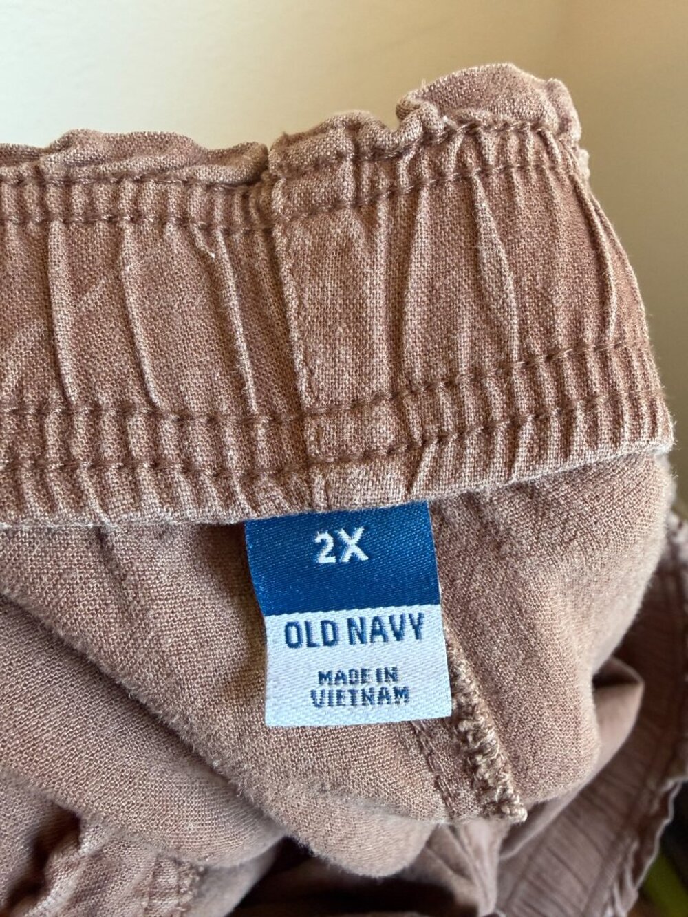 Old Navy High Rise Lettuce Waist Linen Blend Wide Leg Crop Pants 2X Brown - Picture 7 of 10